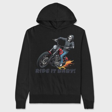 Skeleton Flames Moto, Hanorac Oversize Barbati (Unisex)