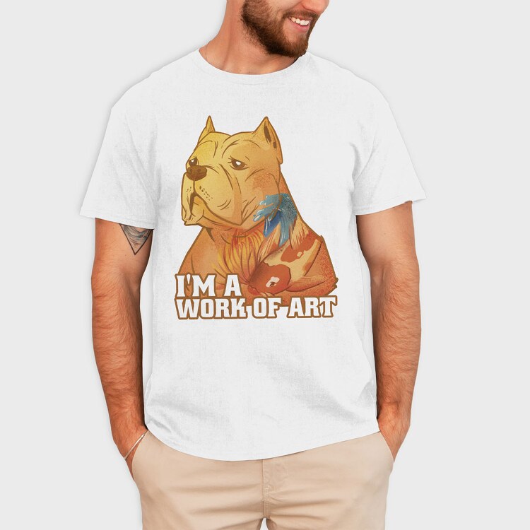i am a work of art pitbull, Tricou Barbati (Unisex)