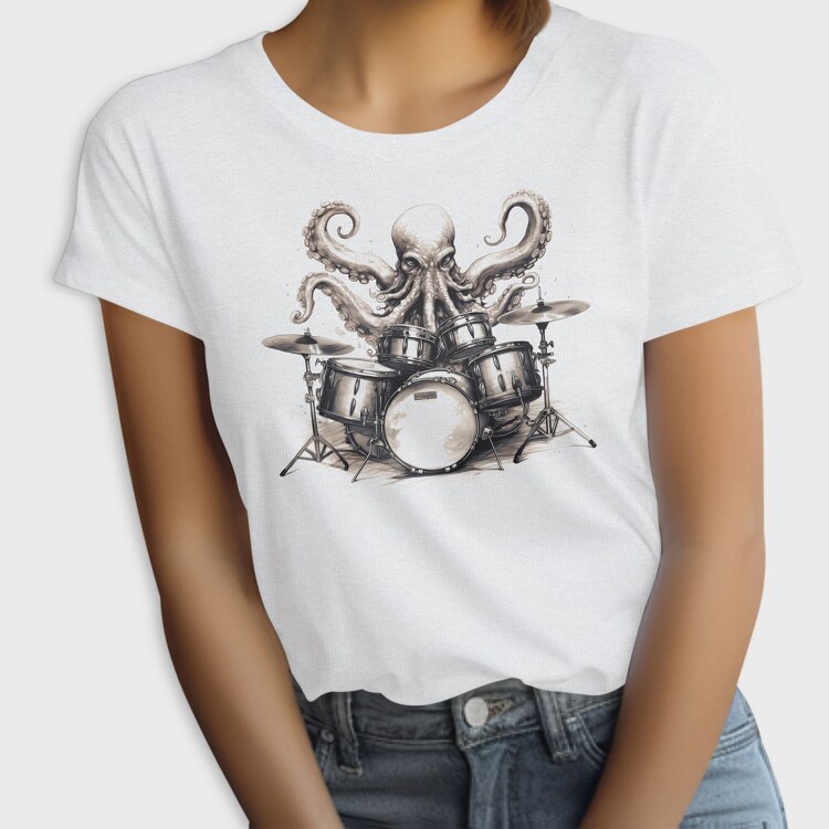 octopus playing drums, Tricou Femei