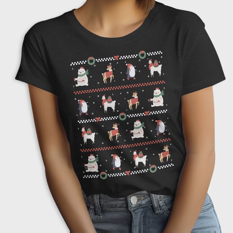 Ugly Sweater Christmas Animals, Tricou Femei