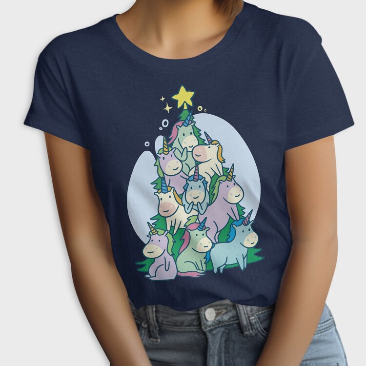 Unicorn Christmas Tree, Tricou Femei
