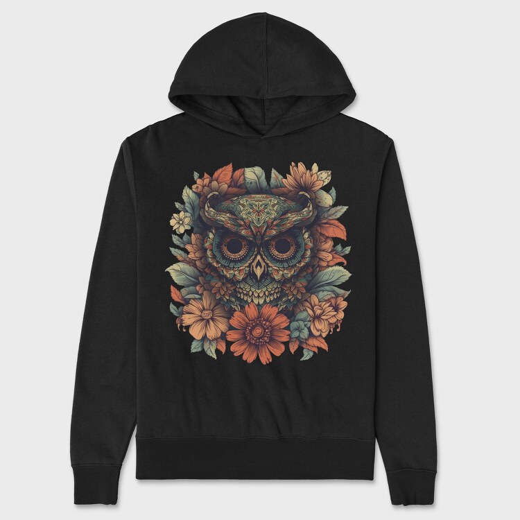 Owl Flowers Skull, Hanorac Oversize Barbati (Unisex)