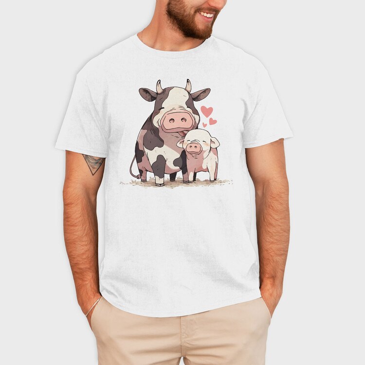 Pig Cow Love, Tricou Barbati (Unisex)