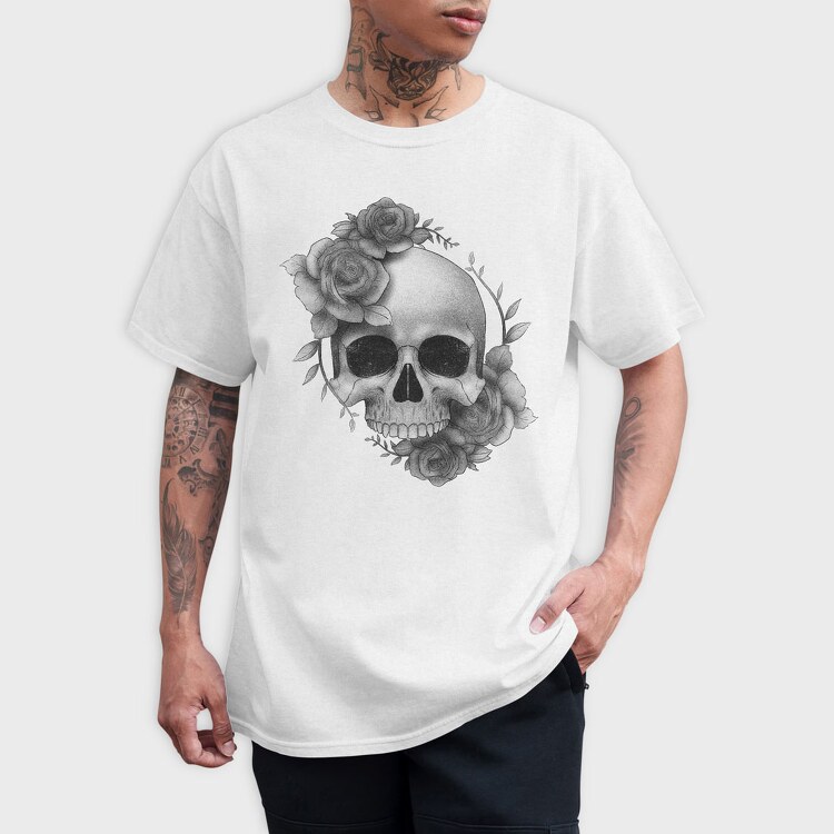 Skull Roses, Tricou Barbati (Unisex)