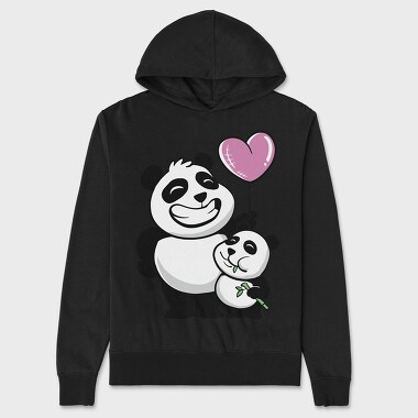 Panda Bears Balloon, Hanorac Oversize Barbati (Unisex)