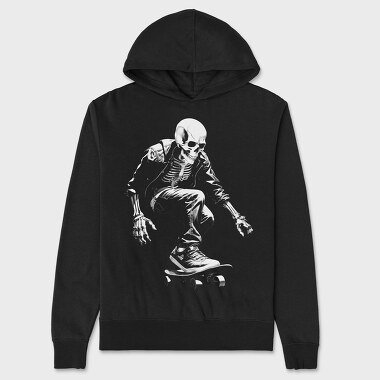 Skeleton Skater Monochrome, Hanorac Oversize Barbati (Unisex)