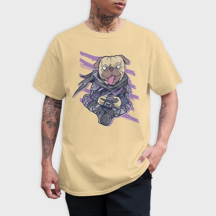 Pug Gamer Ninja, Tricou Barbati (Unisex)