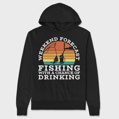 Retro Sunset Drink and Fishing, Hanorac Oversize Barbati (Unisex)