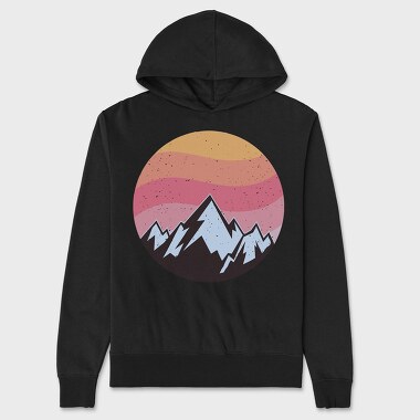 Retro Sunset Mountain, Hanorac Oversize Barbati (Unisex)