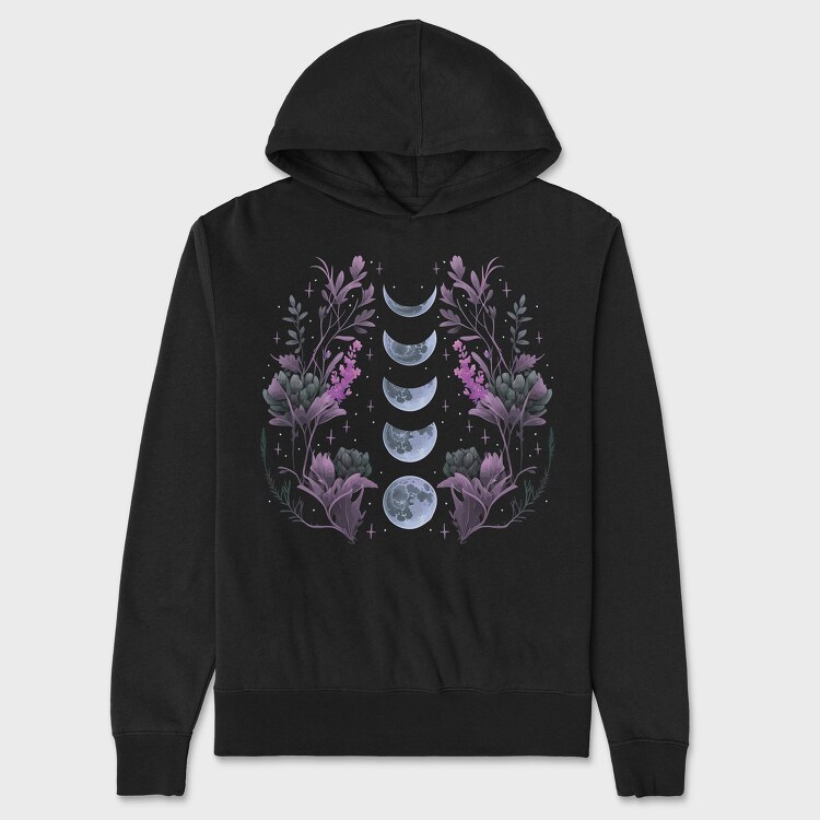 Purple Flowers Dark Moon, Hanorac Oversize Barbati (Unisex)