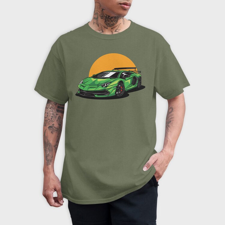 Lambo Sunset, Tricou Barbati (Unisex)