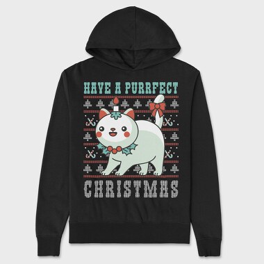 Purrfect Christmas Ugly Sweater, Hanorac Oversize Barbati (Unisex)