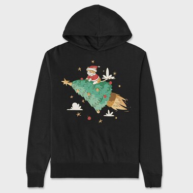 Santa Cat Christmas Tree, Hanorac Oversize Barbati (Unisex)