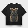 Gas Mask Teddy, Tricou Oversize Barbati (Unisex)