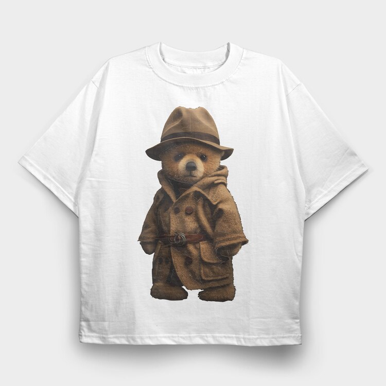 Detective Teddy, Tricou Oversize Barbati (Unisex)