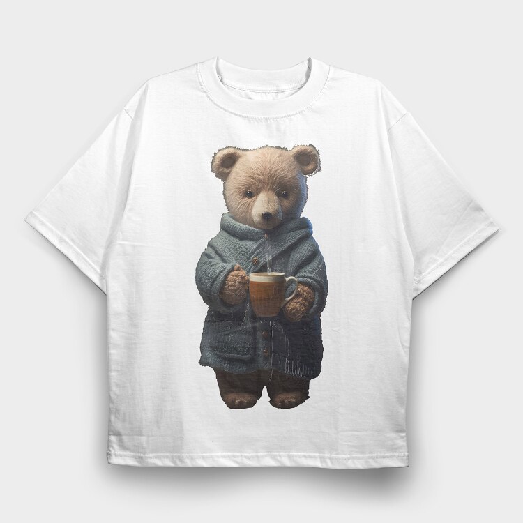 Teddy Morning Coffee, Tricou Oversize Barbati (Unisex)