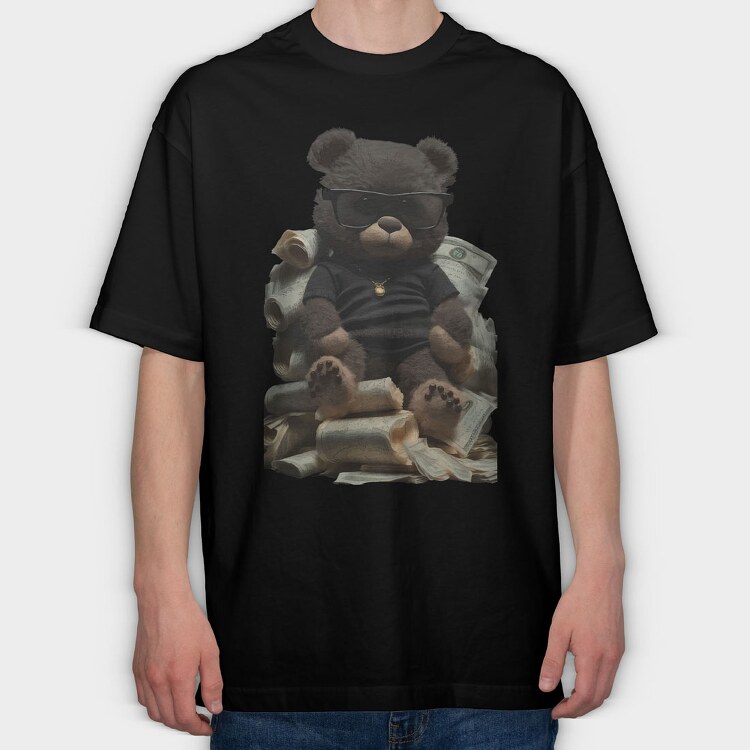 Teddy Bear Money, Tricou Oversize Barbati (Unisex)