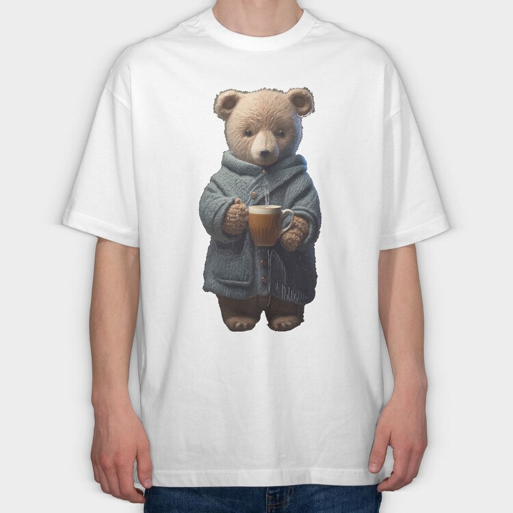 Teddy Morning Coffee, Tricou Oversize Barbati (Unisex)