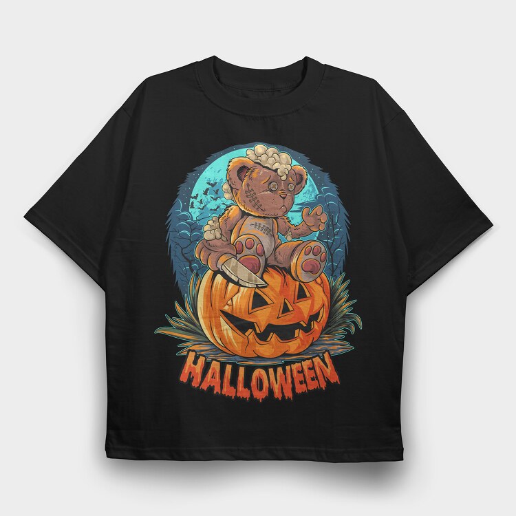 Halloween Teddy Bear, Tricou Oversize Barbati (Unisex)