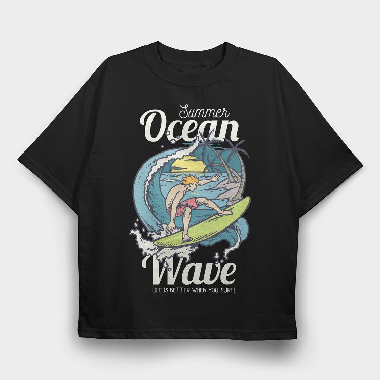 Beach Surfing, Tricou Oversize Barbati (Unisex)