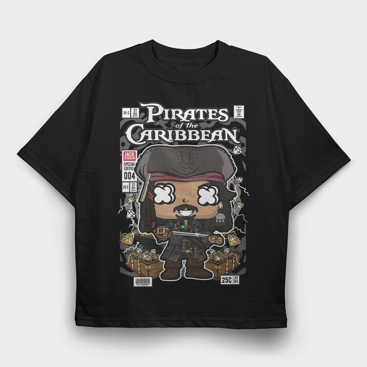 Jack Sparrow Pirates Of The Caribbean, Tricou Oversize Barbati (Unisex)
