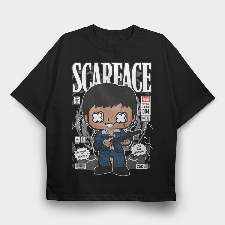 Scarface Tony Montana, Tricou Oversize Barbati (Unisex)