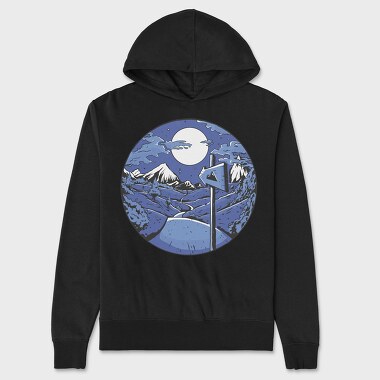 Signpost Mountain Night, Hanorac Oversize Barbati (Unisex)