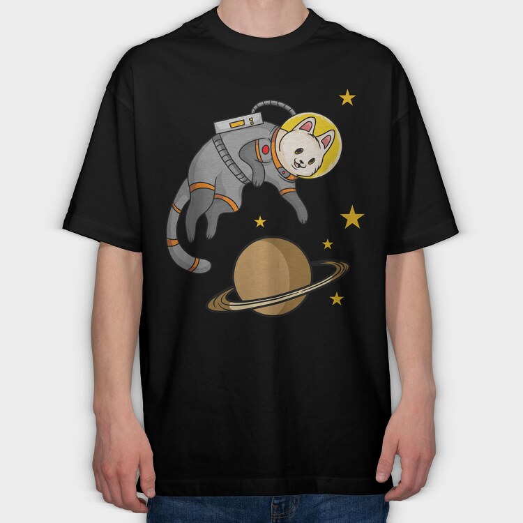 Cat in Space, Tricou Oversize Barbati (Unisex)