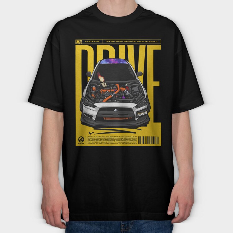 Evo Drive Flame, Tricou Oversize Barbati (Unisex)