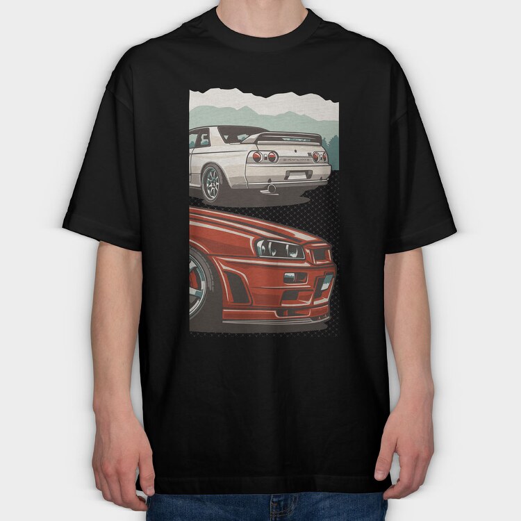 Skyline Front Back, Tricou Oversize Barbati (Unisex)