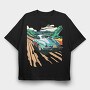 Classic Car Trees Landscape Retro, Tricou Oversize Barbati (Unisex)