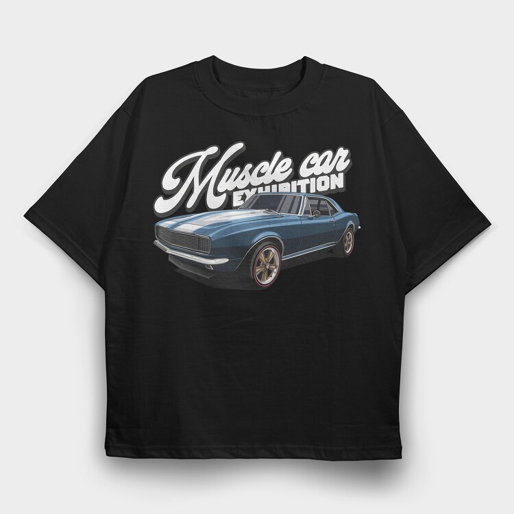 Muscle Blue Car, Tricou Oversize Barbati (Unisex)
