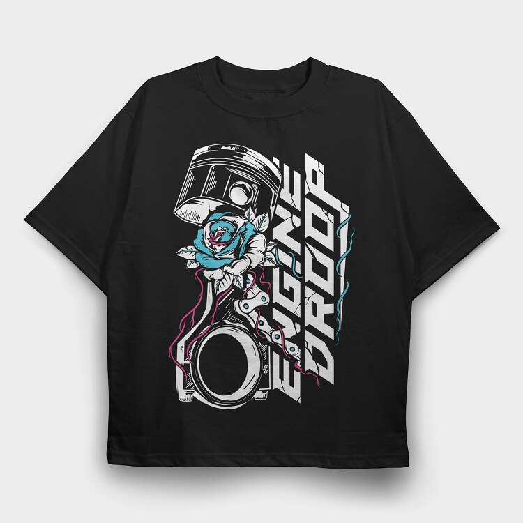 Engine Drop, Tricou Oversize Barbati (Unisex)