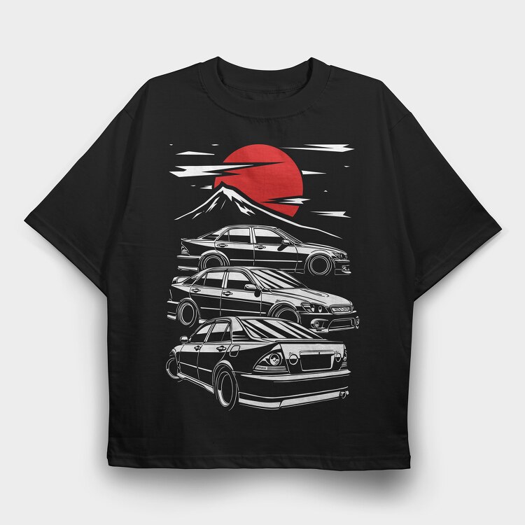 Jdm Altezza Sunset Mountain, Tricou Oversize Barbati (Unisex)