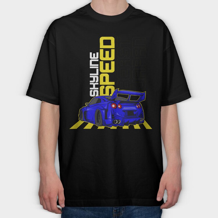 Skyline Speed, Tricou Oversize Barbati (Unisex)