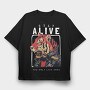 You Only Live Once Tiger, Tricou Oversize Barbati (Unisex)