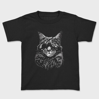 Cat Eyepatch Portrait, Tricou Copii