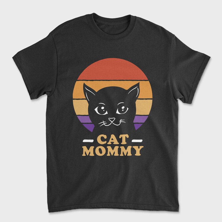 Cat Mommy Retro Sunset, Tricou Barbati (Unisex)