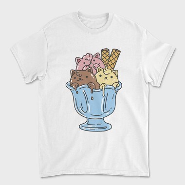 Cute Cats Ice Cream Bowl, Tricou Barbati (Unisex)