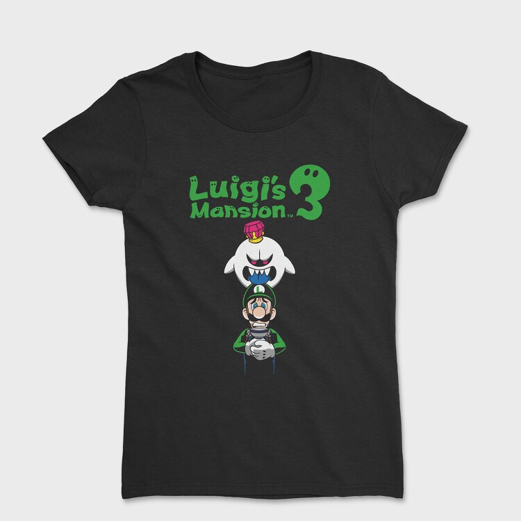 Luigi Boo Black Background, Tricou Femei