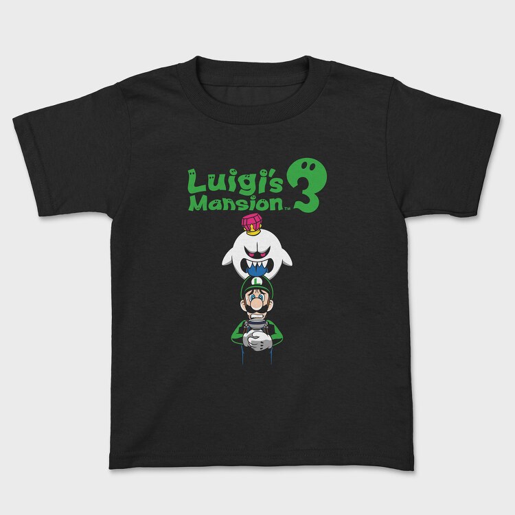 Luigi Boo Black Background, Tricou Copii