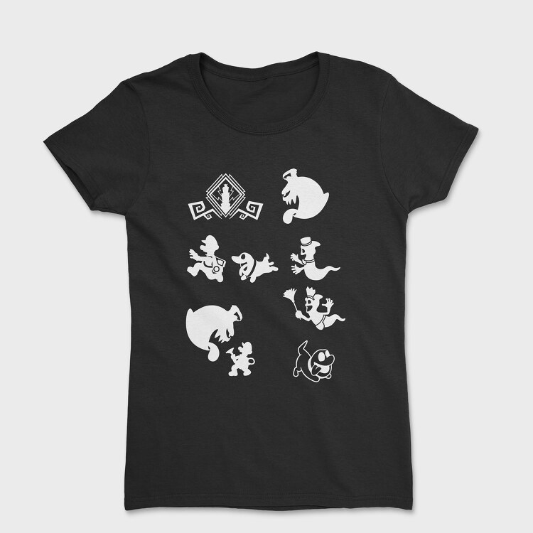 Luigis Mansion Stencil Silhouette, Tricou Femei