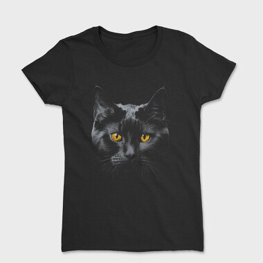 Monochrome Cat Contrast Yellow Eyes, Tricou Femei