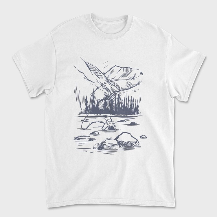 Monochrome Fisherman, Tricou Barbati (Unisex)