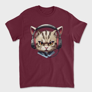 Angry Cat Earphones, Tricou Barbati (Unisex)