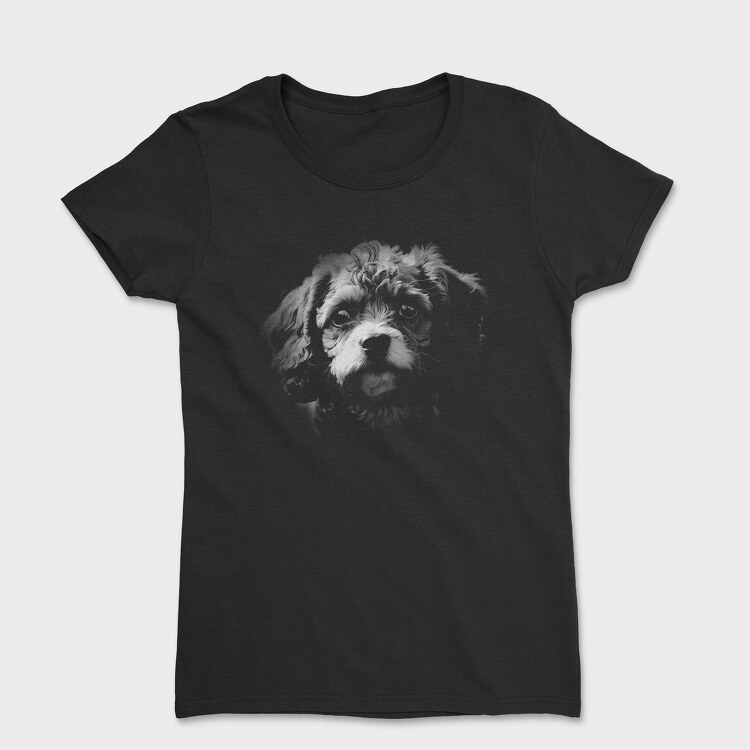 Cavapoo Dog Monochrome, Tricou Femei