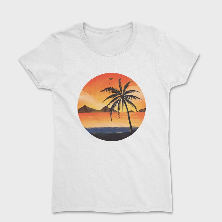 Beach Sunset Palm, Tricou Femei