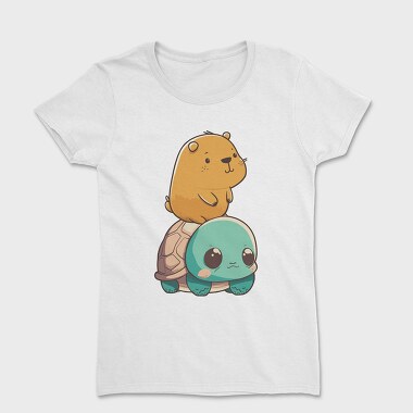 Kawaii Capybara and Turtle, Tricou Femei