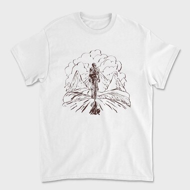 Bike Mountain Lineart, Tricou Barbati (Unisex)