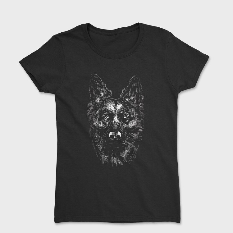 German Shepherd Monochrome, Tricou Femei